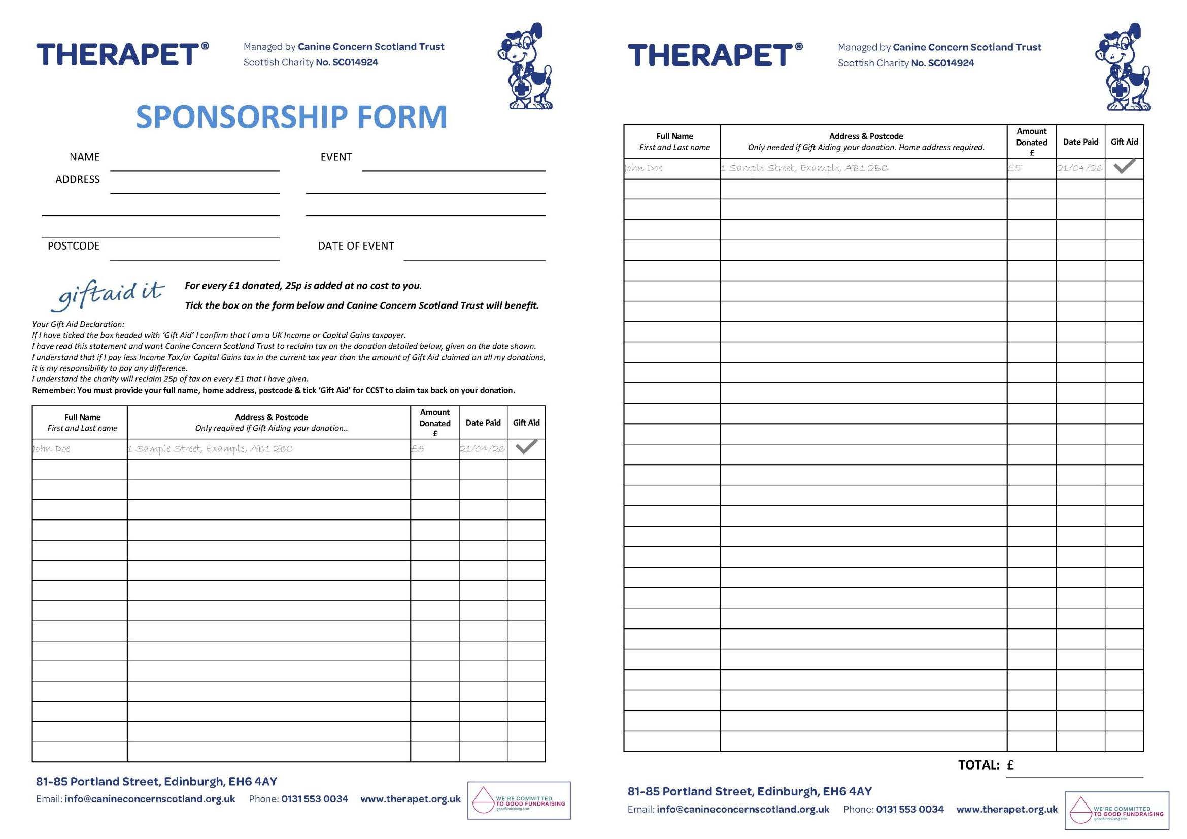 Sponsorship Form Spread